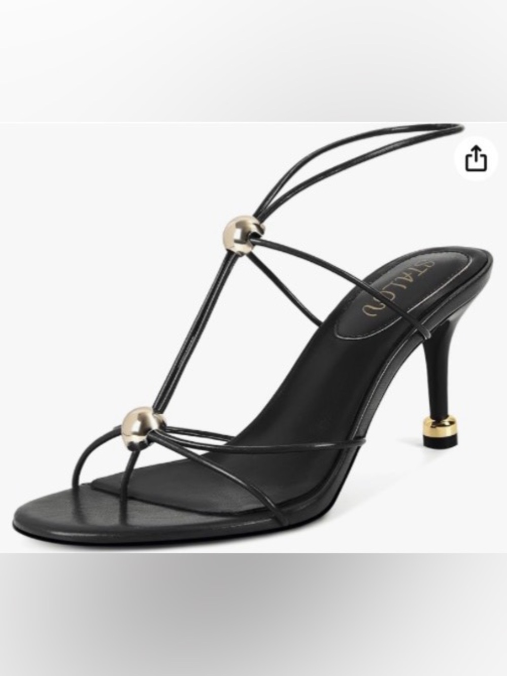 STAUD Black Strappy Beaded Stiletto Sandal Size 8